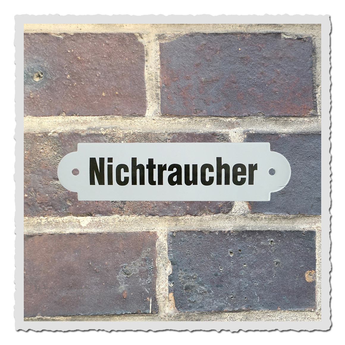 Emaille-Tür-/Wandschild Nichtraucher in Weiß/Schwarz, klassischer Retro-Look